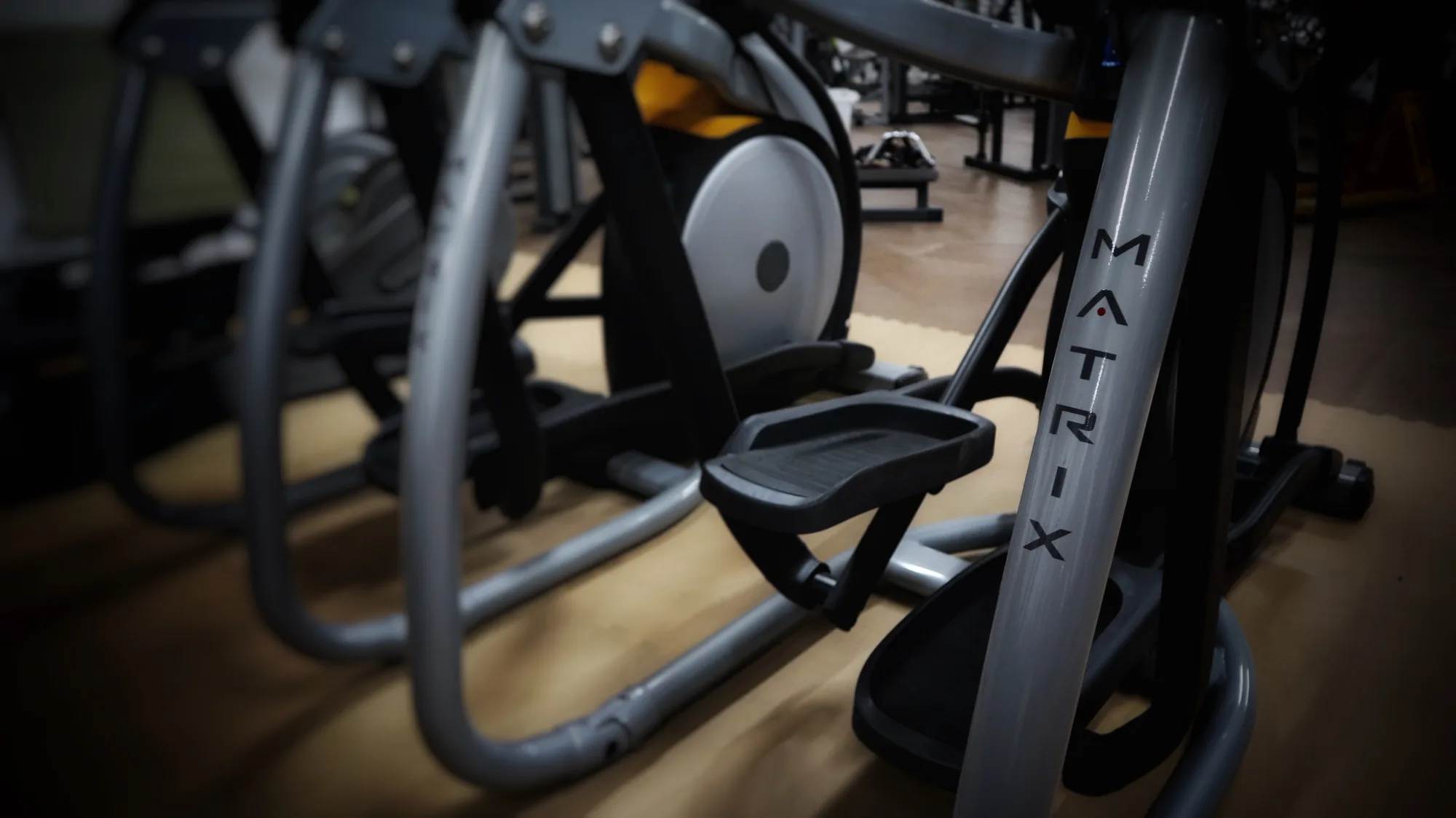 Close-up of a Matrix cross trainer in the cardio area